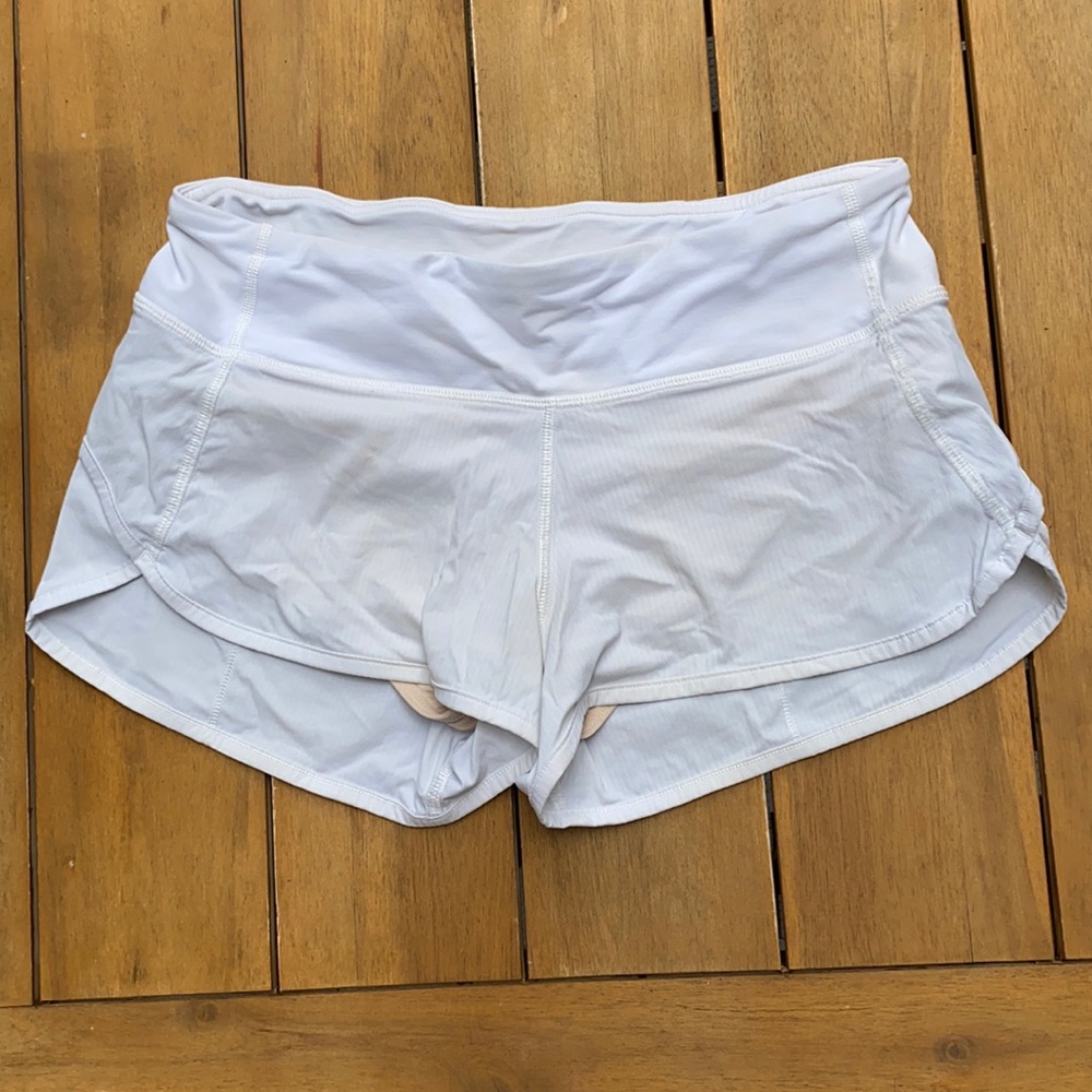 White lululemon speed short